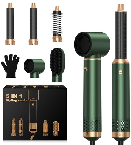 Hairstyler 5 in 1, Hair Styler Set, Haarstyler mit Fön Ionen Haartrockner, Automatischer Lockenstab, Hot Brush Rundbürste, Glättbürste Air Styler für Trocknen, Volumen, Glätten, Locken