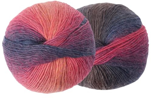 BEAMARKER 2 Strang Weiches Regenbogengarn 196 Yards Warme Wolle Farbverlauf Mehrfarbiges Garn Einlagig Gefärbt Häkelgarn Zum Häkeln Stricken Weben Basteln Schal Mütze Pullover Mantel