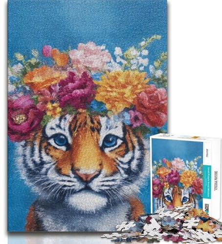 1000 Teile für Erwachsene Tiger-Gemälde Puzzle für Erwachsene 1000 Teile Lernspiele Heimdekoration Künstlersammlung bildende Kunst (26x38cm)