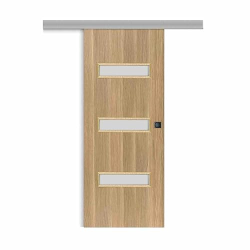 Porte coulissante applique April 73 cm avec cuvette carrée noire