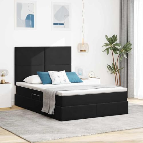 Ziaphsol Schwarzes Samt Bett mit Stauraum, 140x200 cm, LED-Beleuchtung, Hydraulischer Lift, Metallrahmen, Modernes Polsterbett für Schlafzimmer