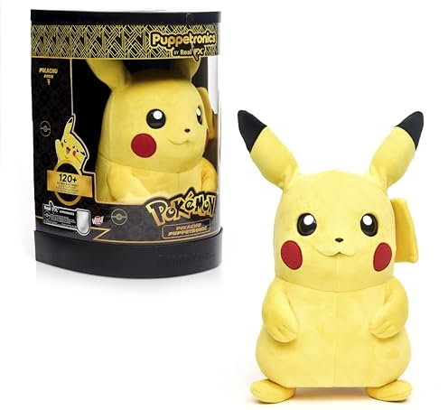 Wow! Stuff Pokémon Pikachu Puppetronic by RealFX I Interaktive Handpuppe 40 cm I 120+ Geräusche & Aktionen I Beweglicher Mund, leuchtende Wangen, blinzelnde Augen, bewegliche Ohren I ab 8 Jahren