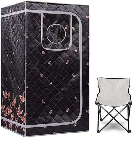 Portable Sauna, Tragbares Infrarot-Sauna-Set, Heim-Spa for eine Person mit Timer-Temperatur, Fernbedienung, Fußheizkissen, verbessert(Black grey)