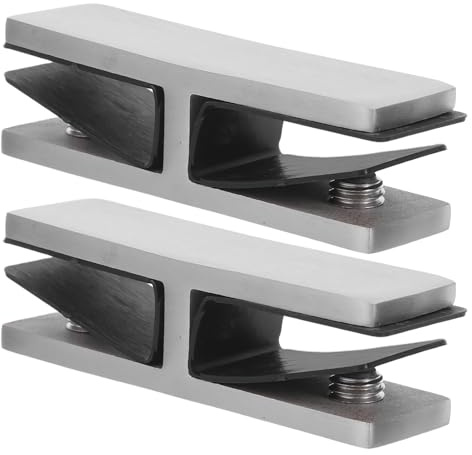 Pinces à Verre en Acier Inoxydable, 180°, 10-12mm, Lot de 2 | Satin Argenté, Forte Prise, Résistance aux Intempéries, pour Balcon, Garde-Corps, Clôture en Verre