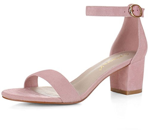 Allegra K Women's Open Toe Block Heel Ankle Strap Sandals Light Pink 5.5 UK/Label Size 7.5 US