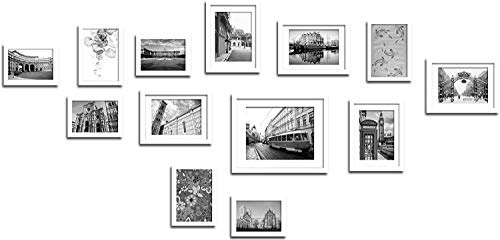 Large Multi Picture Photo Frame Frames Wall Set 13 Pieces (Black/White/Black And White available) (Off White)