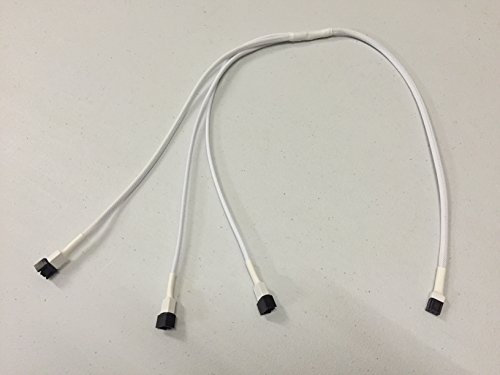 Shakmods 3 pin Fan to 3 ways Y Splitter 60cm White Sleeved Extension Cable