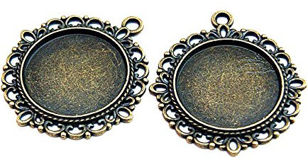 Vintageparts Fassungen in antik Bronze rund für 20 mm Cabochons im Set zu 3 Stück, DIY-Schmuck