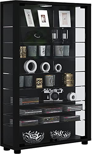 VCM Standvitrine 59x18x90 cm 2 Türen 9 Fächer Glas Holzwerkstoff | Vorführfläche für Sammlungen - geeignet zum geschützten Aufbewahren - für Ausstellende und Sammler - vielseitig einsetzbar