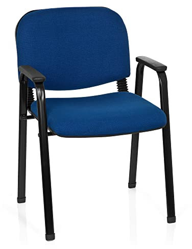 hjh OFFICE 704341 Besucherstuhl XT 650 Stoff Blau Konferenzstuhl gepolstert mit Armlehne, stapelbar