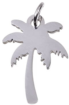 Airssory 5 Pcs 201 Stainless Steel Blank Coconut Tree Palm Charms Pendants Stamping for Jewellery Making DIY Accessories - 17x12mm