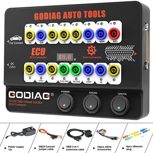 GODIAG Gt100 Kfz-Werkzeug Obd2-Anschlusskasten-SteuergeräTestecker, Zur Verwaltung Der Obdii-Protokollkommunikation Und Verwalten/Diagnostizieren/Codieren des SteuergeräTs