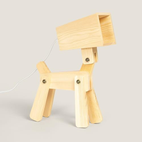 LEDKIA LIGHTING Kinder-Tischlampe aus Holz Coba Doggi Natürlich