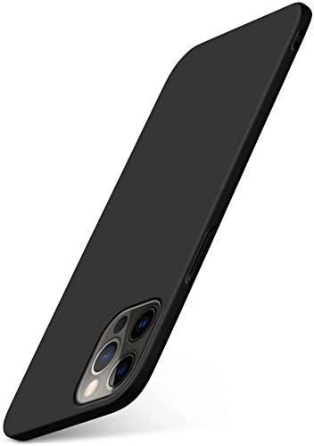 moex Alpha Case für Apple iPhone 12/12 Pro Hülle Ultra Dünn, Schutzhülle mit erhöhtem Kameraschutz, Slim Cover Hardcase Backcover, Dünnste Handyhülle Minimalistisch, Matt Schwarz