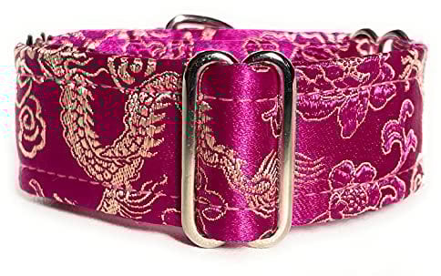SightHound Gang Martingale-Halsband, mit Satin, gefüttert, 3 cm breit, für IG italienische Windhunde, Whippet Welpenhalsband, andere Rassen mit ähnlichem Hals, Pink S 17,8 - 24,1 cm