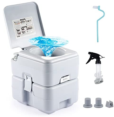 DARTMOOR Portable Toilet, 20L Flushable Camping Toilet with Removable Tank, Sanitary Outdoor Portable Potty for Car Van Boat Travel and More with Piston Pump