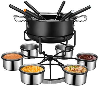 PanHuiWen Fondue Sets for Kids, Chocolate Fondue Set Cheese Fondue Set, for Cheese, Chocolate and Meat Fondue, Black