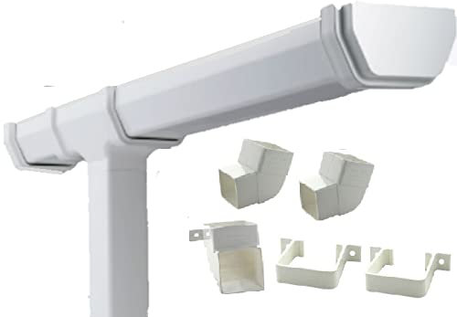 Plastic Guttering Kit Shed Gutter 12 ft / 4m Gutter 112mm White Square