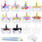YOLOUP 24 Stück Einhorn Masken zum Kinder Basteln Leer Unicorn Papiermasken Malpapier mit Pinsel & Gummiband Kreatives Bastelset für Mädchen Jungen