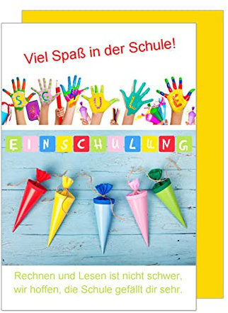 Edition Seidel Premium Glückwunschkarte zur Einschulung mit Umschlag. Einschulungskarte Karte Grusskarte Kind Mädchen Junge Schulanfang Sprüche (ES118 SW022)