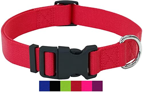DEY - Premium Hundehalsband Nylon | Verstellbar | für Kleine u. Große Hunde | viele Farben u. Größen | Hund Katze Welpe | Hunde-Halsbänder | Katzen-Halsband | Welpen-Halsband | Rot, XS
