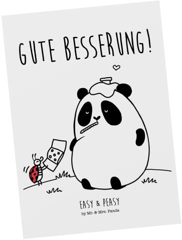 Mr. & Mrs. Panda Grußkarte Panda Gute Besserung - Geschenk, Postkarten, Ansichtskarte, Ansichtskarten, Postkarte, Fotokarte