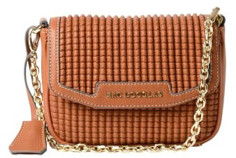 MAC DOUGLAS - Petit Sac Chatain - Le KIRIBAT de la collection BRYAN - Taille XS : 20*5.5*14.5 cm - Cadenas Décoratif et son Pendentif Clef - 3 poches intérieure dont une zippée – Bandoulière ajustable