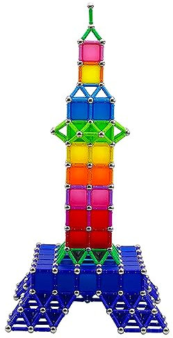 Jokooan Magnetische Bausteine 206PCS, Magnetische Stöcke Set Magnetbausteine Konstruktionsspielzeug Magnetsticks Magnetblöcke STEM Lernspielzeug für Kinder