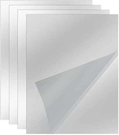 FOROREH 4Pcs Mirrors Sheets 29 x 21cm,Self Adhesive Acrylic Mirror Tiles 2mm Wall Mirrors Large Clear Full Length for Bathroom, Bedroom, Door