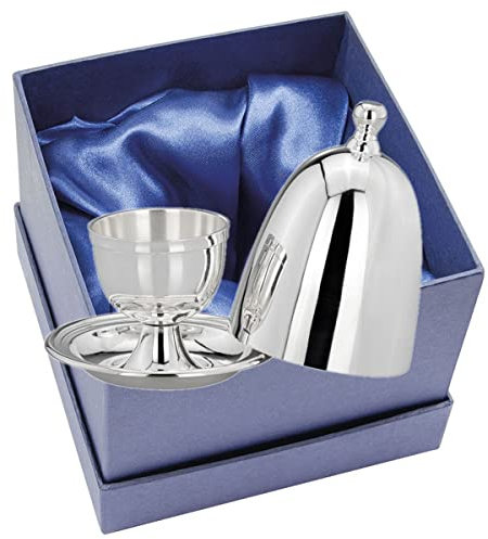 SILBERKANNE Eierbecher klassisch mit Deckel glatt Premium Silber Plated edel versilbert in Top Verarbeitung. Fertig zum verschenken mit schicker Geschenkverpackung