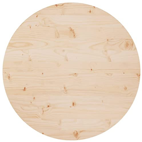 homiuse Tischplatte Rund Hellbraun Ø80x2,5 cm Massivholz Kiefer Holzplatte Massiv Holzplatte Rund Tischplatte Ersatzteil für Esstisch Couchtisch Garten Tische Langlebig Leicht Reinigen Eleganter