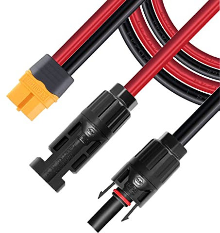 ZkeeShop Solarstecker auf XT60 Adapter Stecker Solarpanel Solarladekabel Verlängerungskabel 12AWG Kabel für EF DELTA 2 River 2 Max Pro Mini Solargenerator Powerstation (3M / 118.11 inch)