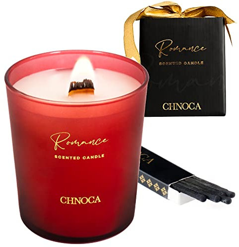 Chnoca Lilac Scented Candle Gift for Women, Highly Scented with Long Burning, Crackling Wood Wick Candle, Up to 60 Hours Burn Time, Ideal for Romantic Home Fragrances