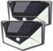 AGM Solarlampen für Außen 2 Stück, 220 LED 3 Modi 270° LED Solar Aussenleuch mit Bewegungsmelder, IP65 Wasserdichte Solarleuchten Garten Wandleuchte für Wand Post Pathway Garten