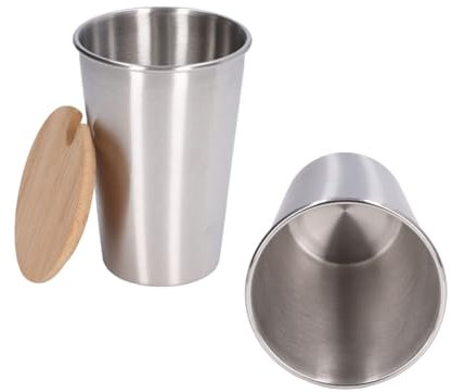 Vasos De Pinta De Acero Inoxidable Con Tapa, 2 Uds., Vasos De Metal Irrompibles, Jarra De Cerveza, Vasos Gruesos Para Beber, Vasos De Agua Para El Hogar, 500ML(Silver)