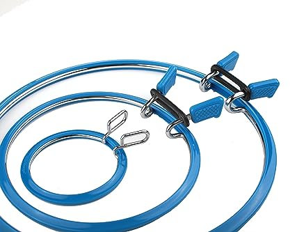 Nurge Hochwertige Stickrahmen aus Metall mit Federspannung, Kreuzstichrahmen, Stopfrahmen, Stickrahmen, Spannschuppen (blau, Größe Mix)