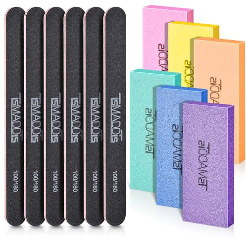 TsMADDT - Set di 6 lime per unghie e 6 lime per unghie da 100/180 (nero)