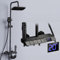 Duschsystem Schwarz,Edelstahl Duschgarnitur mit Duscharmatur Regendusche mit Armatur und 3 Strahlarten Duschkopf 86-120cm Duschsäule Duschset, 30x19 cm Regenduschkopf, LED-Display Duschgarnitur