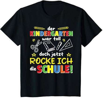 Kinder Kindergarten Abschied jetzt rocke ich die Schule Schulkind T-Shirt