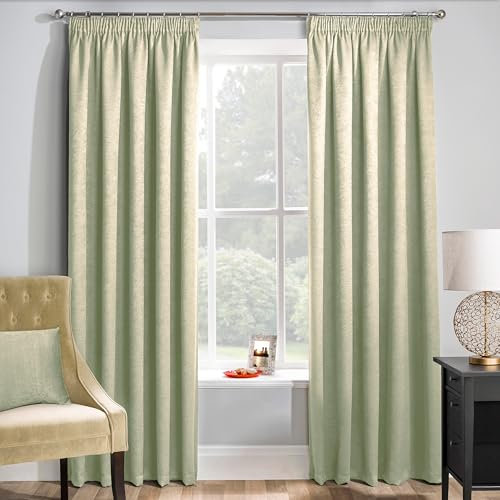 Enhanced Living Matrix Green Curtains for Living Room - 90x54 inch (229x137 cm) - Tape Top Noise Reducing Thermal Curtains for Bedroom - 2 x Curtain Panels