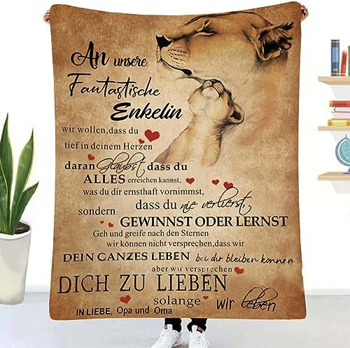 YGFADH Kuscheldecke Personalisierte Decke An Unseren Enkelin,Enkelin Decke Deutsche Nachricht Briefdecke Positiv Ermutigen Wohndecke für Couch Bett Tv-Deckenk An Meine Enkelin
