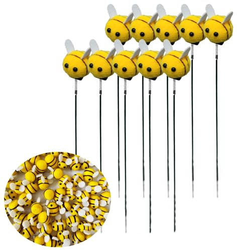 Bee Garden Stakes, 10 Pcs Yard Art Sticks for Indoor Outdoor Patio Lawn Planter Flower Pot Bed Decorations, 13.58in