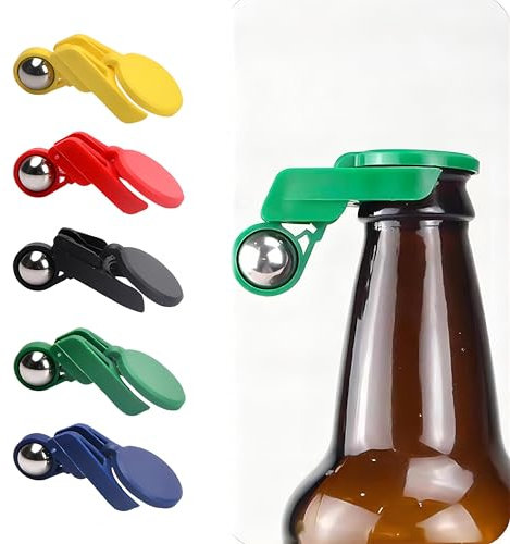 5 PCS Bouchons de Bouteille à Ouverture Fermeture Automatique, Couvercles de bière Réutilisable, Capsules de Bouteilles Verre Anti-Insectes pour Boisson vin, Marqueur de Bouteille de Couleur Creative