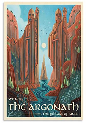 Generic - The Argonath – See Middle Earth LOTR Poster – Retro Vintage Wandkunst Poster Scroll Leinwand Gemälde Bild Wohnzimmer Schlafzimmer Büro Bad Esszimmer Küche Bar 50 x 75 cm