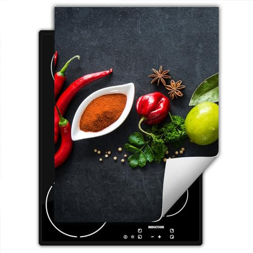 SMTDeco herdabdeckplatte Induktionsmatte herdabdeckung ceranfeld abdeckplatten für ceranfelder induktionskochfeld schutzmatte 40x52 cm Kräuter Grau