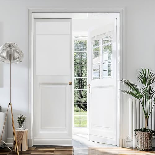 Vatge White French Door Curtains - Half Long Door Window Curtains for Bedroom Thermal Insulated Tie Up Shades Door Window Coverings Tie Up Shades for Glass Door, 1 Panel, W24 x L36, Grayish White