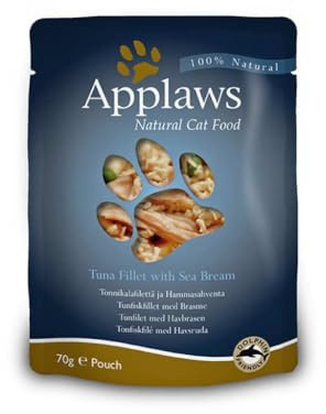 Applaws Nassfutter für Katzen, 12 Beutel x 70 g, verschiedene Geschmacksrichtungen (Thunfisch und Brasse)