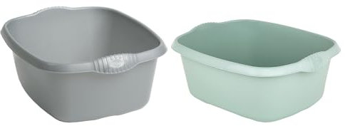 (Set of 2)- Plastic 12L Litre Rectangular Washing Up Bowl Sink Tidy Organizer 39 CM Multipurpose Basin Mixing Washing Up Bowl Cleaning Tub for Home Sinks Kitchen (Silver+Silver Sage)