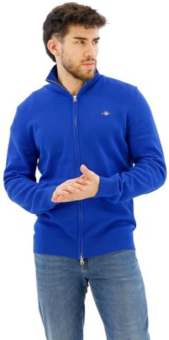 GANT Herren Casual Cotton Zip Cardigan Strickjacke, Lapis Blue, X-Large