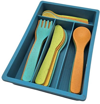 alldoro 60424 Besteck-Set Kinderküche, 17-TLG. Spielbesteck mit Messer, Gabel, Löffel & Besteckkasten, Zubehör ab 3 Jahren, Indoor & Outdoor